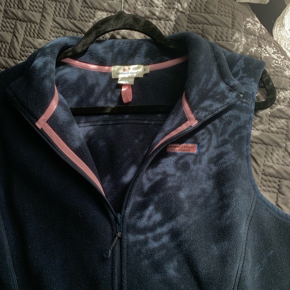 Vineyard Vines Dark Navy Fleece ZIP Vest-Medium - Picture 4 of 8